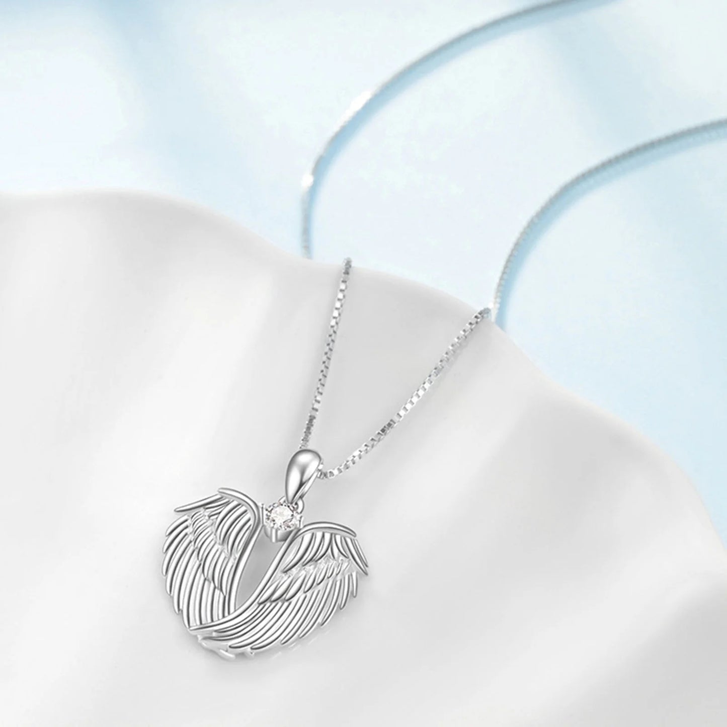 Jewelry on Clearance!Angel Wings Necklace 925 Sterling Silver Guardian Angel Wings Pendant Necklace Birthstone Necklace for Women Girls Christmas Jewelry Gifts