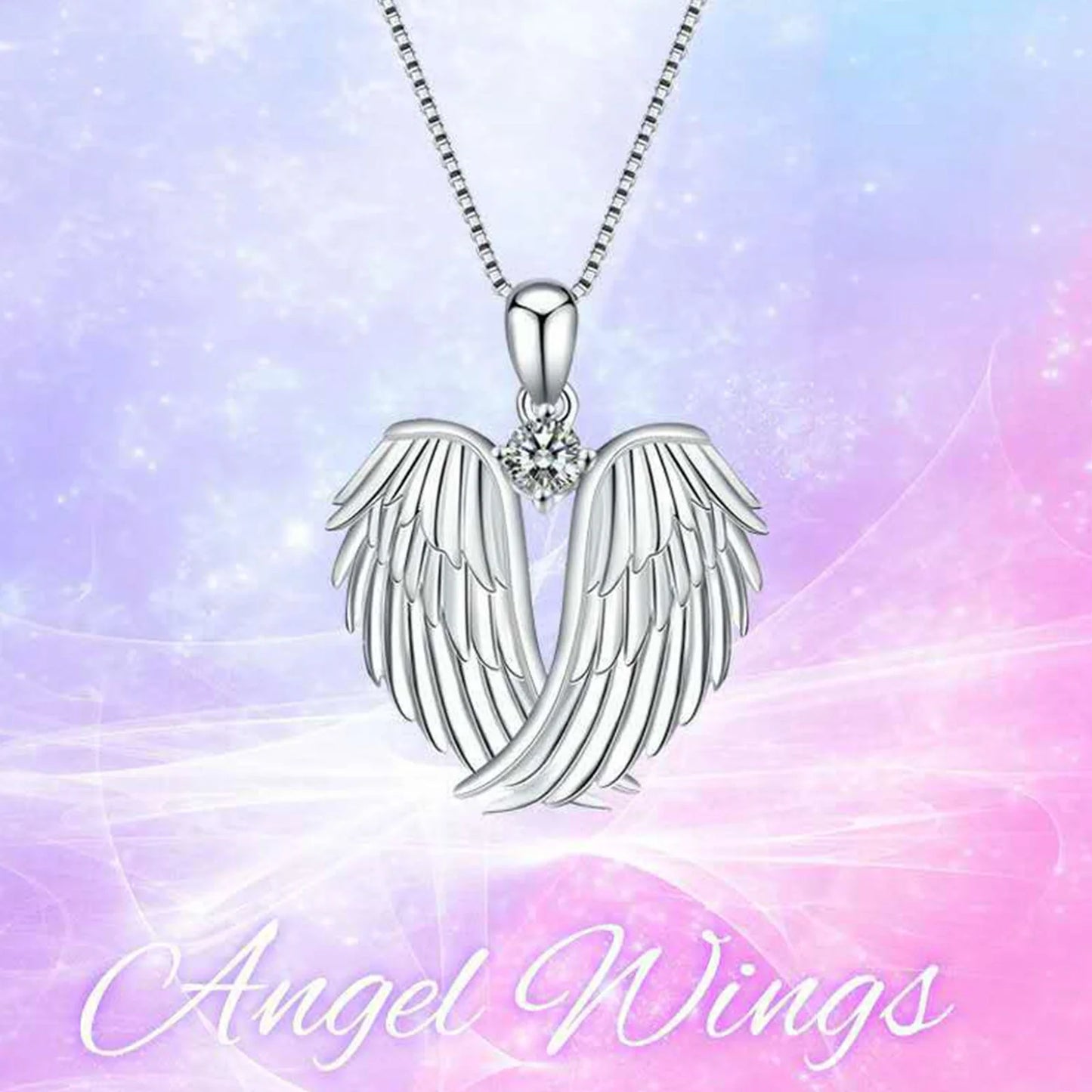 Jewelry on Clearance!Angel Wings Necklace 925 Sterling Silver Guardian Angel Wings Pendant Necklace Birthstone Necklace for Women Girls Christmas Jewelry Gifts