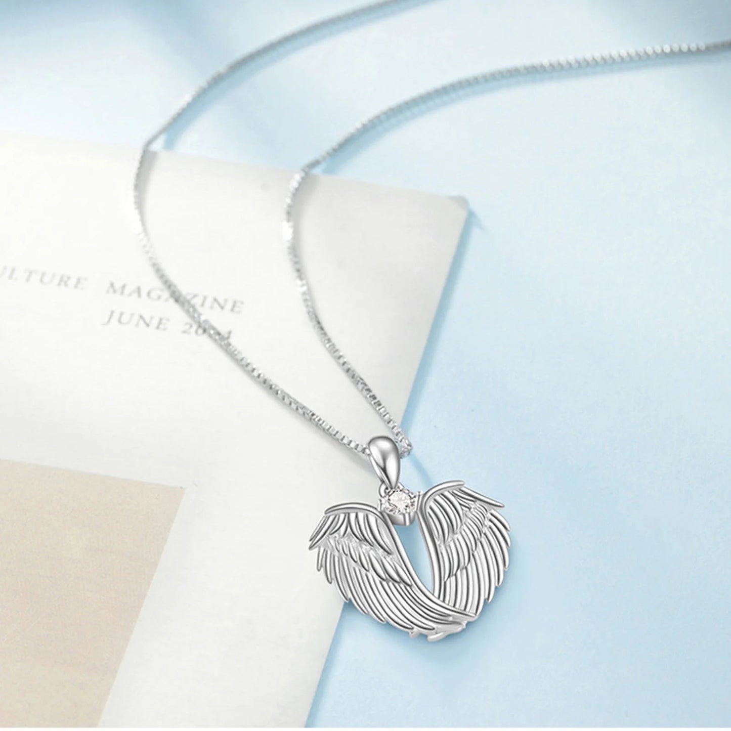 Jewelry on Clearance!Angel Wings Necklace 925 Sterling Silver Guardian Angel Wings Pendant Necklace Birthstone Necklace for Women Girls Christmas Jewelry Gifts