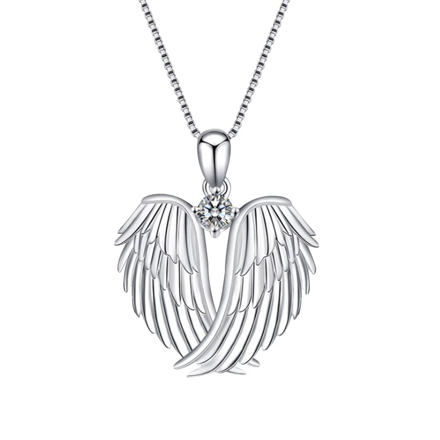 Jewelry on Clearance!Angel Wings Necklace 925 Sterling Silver Guardian Angel Wings Pendant Necklace Birthstone Necklace for Women Girls Christmas Jewelry Gifts