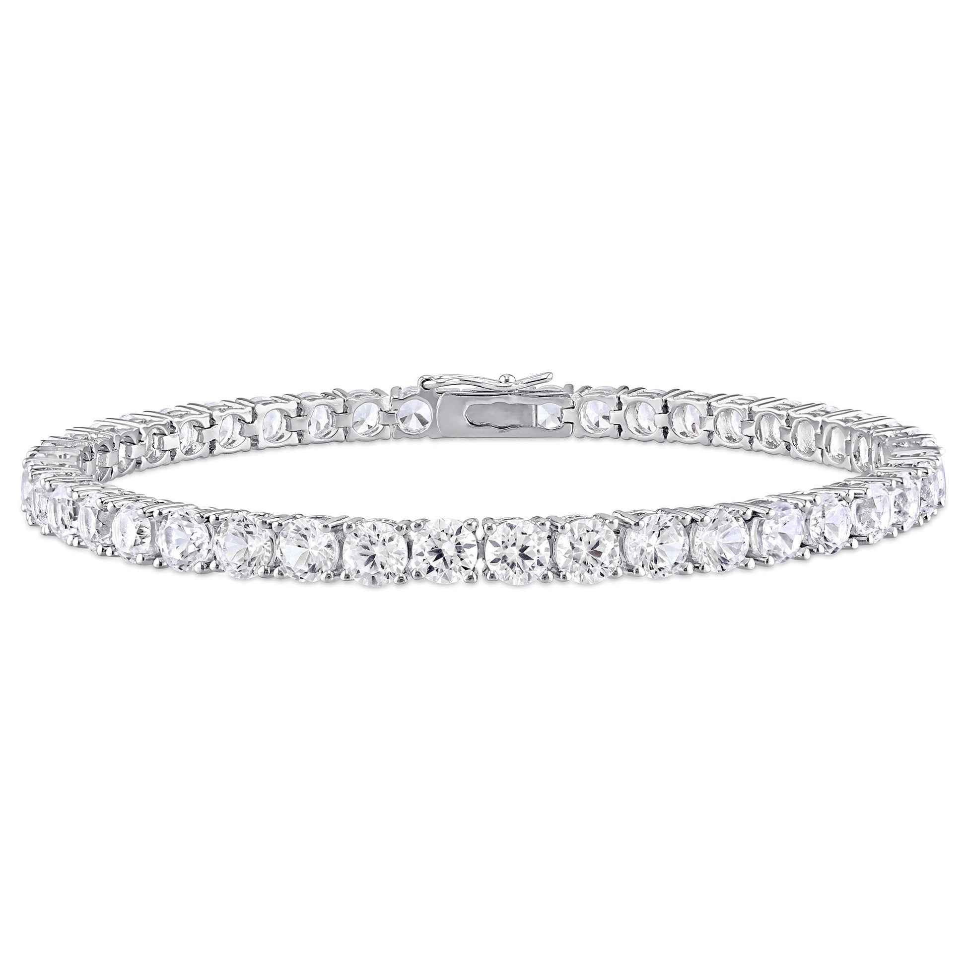 Miabella Women'S 14-1/4 Carat T.G.W. Created White Sapphire Sterling Silver Tennis Bracelet